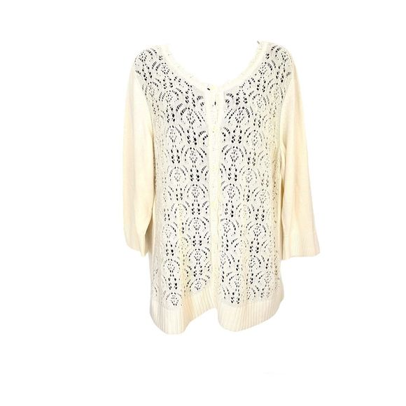 Christopher & Banks 100% Cotton Knit 3/4 Sleeves Cardigan Size XL - Picture 2 of 12